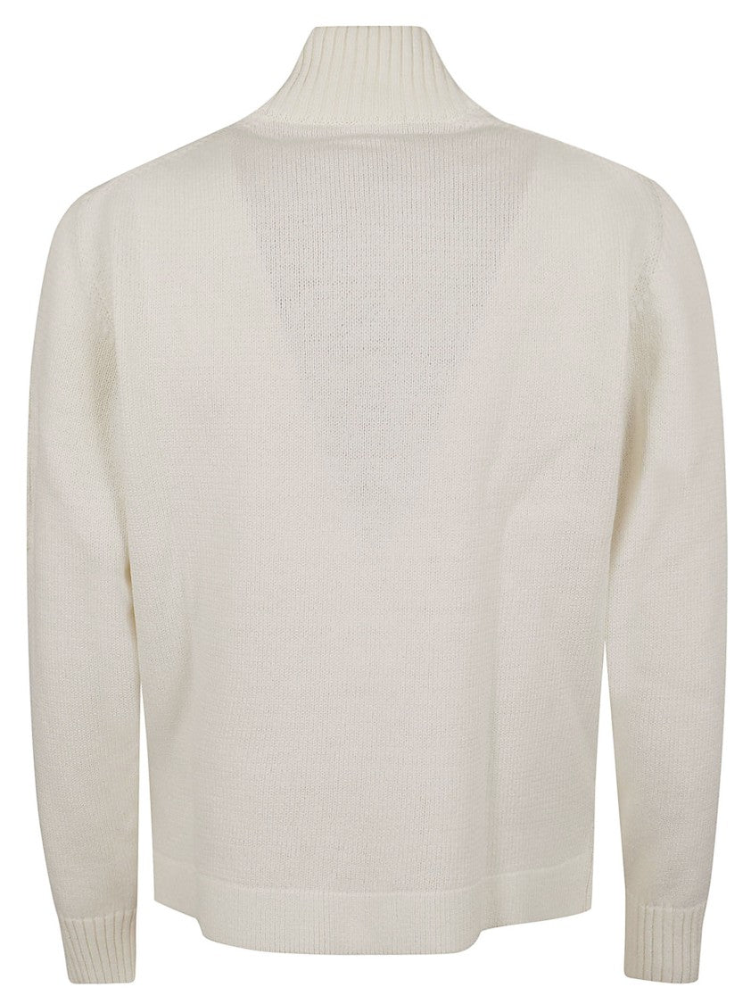 C.P. Company Compact Cotton Zipped Cardigan With High Ribbed Collar