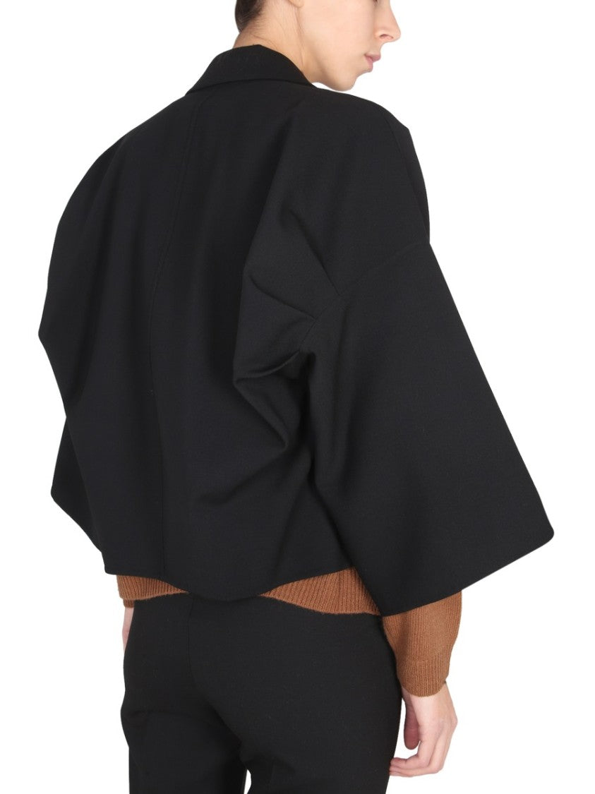 Max Mara Cropped Black Jacket With Peaked Lapels