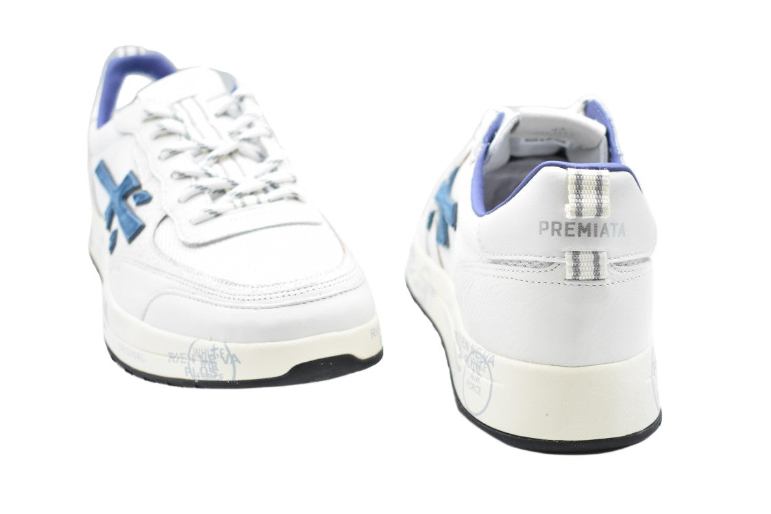 Premiata Bianco Blu Low-Top Sneakers