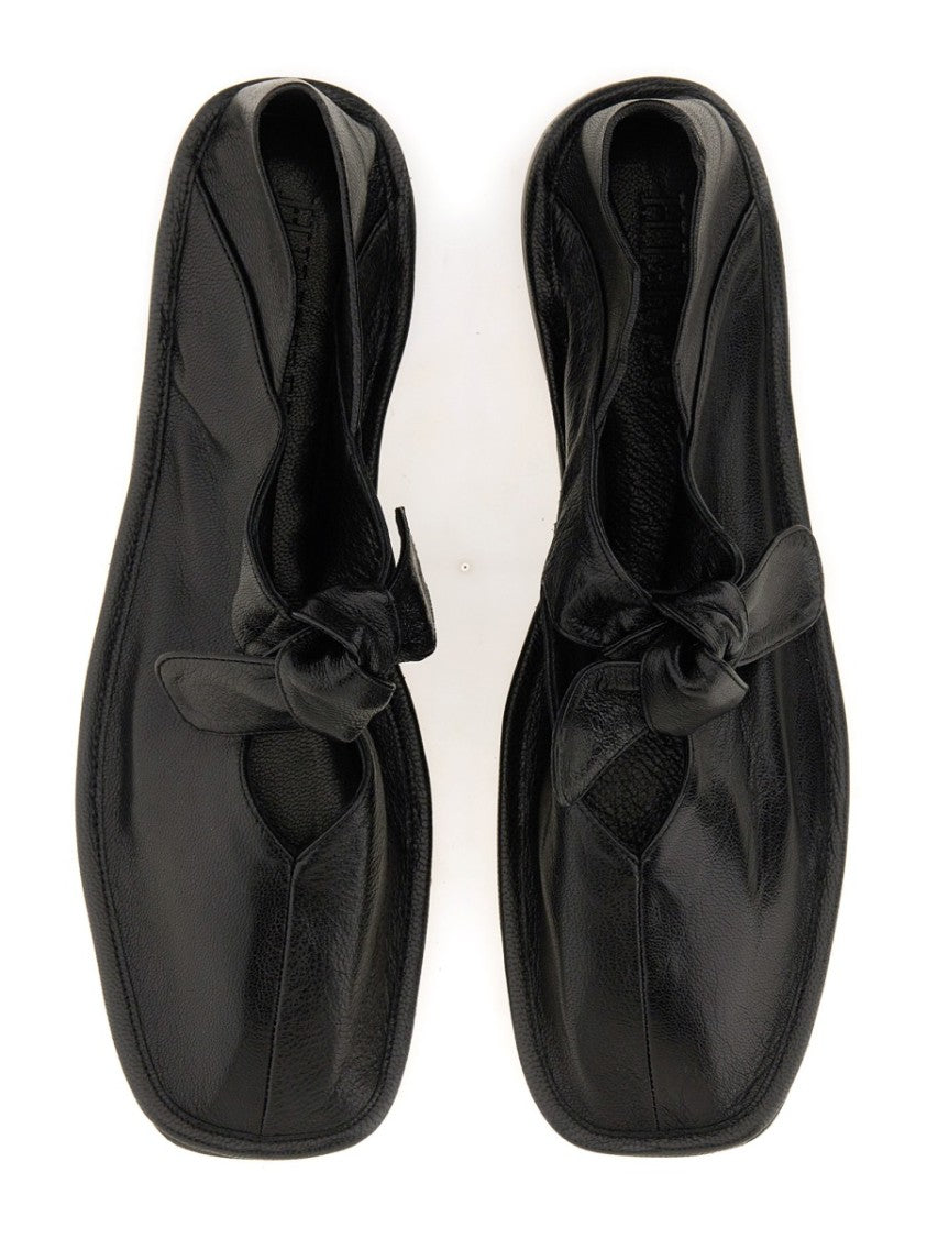 Hereu Knotted Black Lambskin Flats