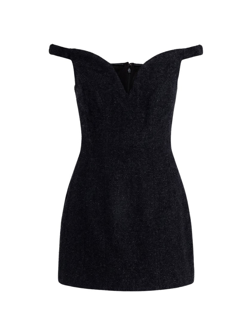 Self-Portrait Tweed Dress With Straps, Women's, Black
