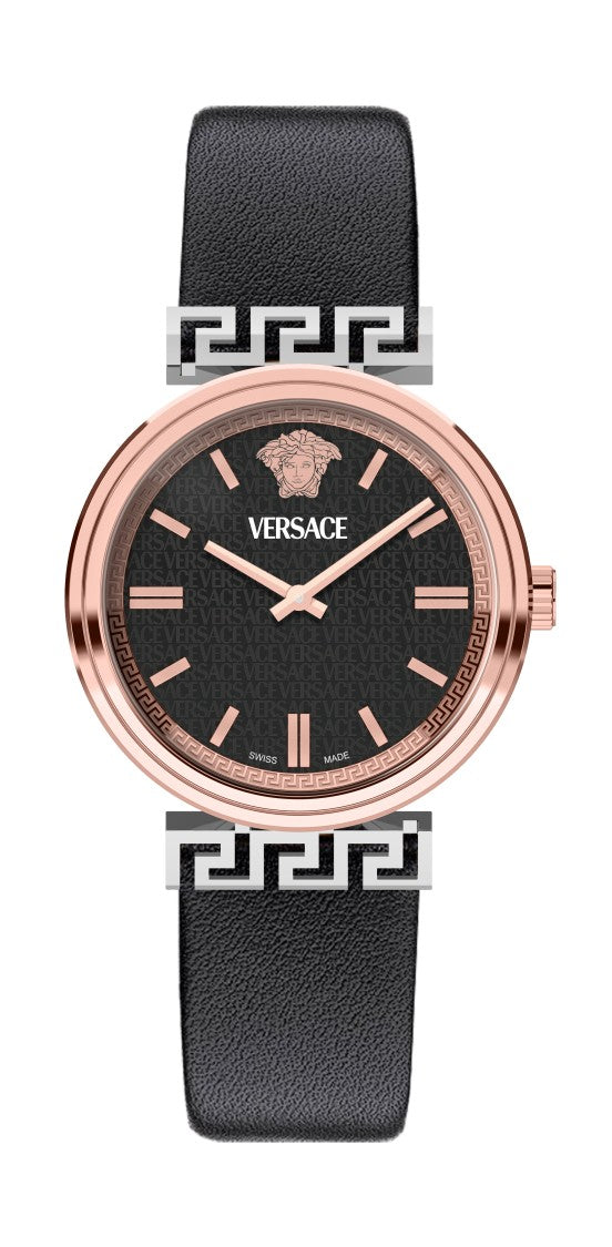 Versace Mythos 36Mm Rose-Gold Tone Steel Watch With Black Dial