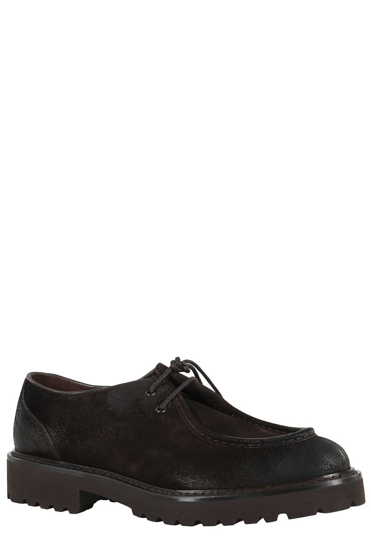 Doucal's Brown Suede Derby Shoes With Lace-Up Closure
