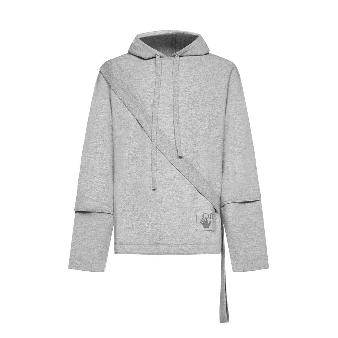 Off-White Light Grey Wool Sweatshirt With Detachable Hood