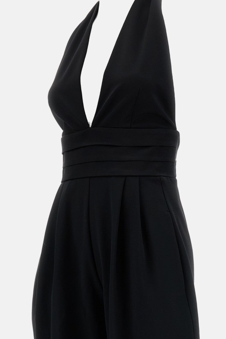 The Andamane Black Sandra Tuxedo Fabric Jumpsuit