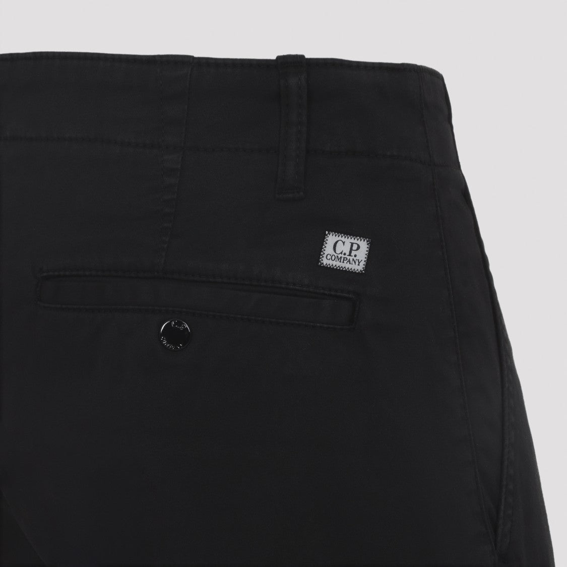 C.P. Company Stretch Sateen Ergonomic Black Cotton Cargo Pants