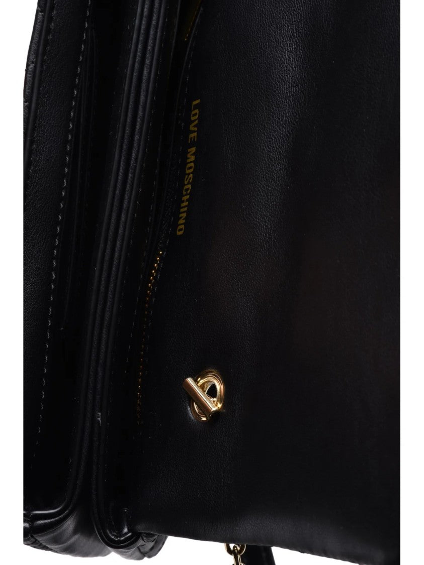 Love Moschino Black Polyurethane Quilted Shoulder Bag