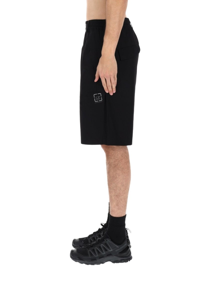 C.P. Company Black Metropolis Elastic Waistband Cotton Shorts