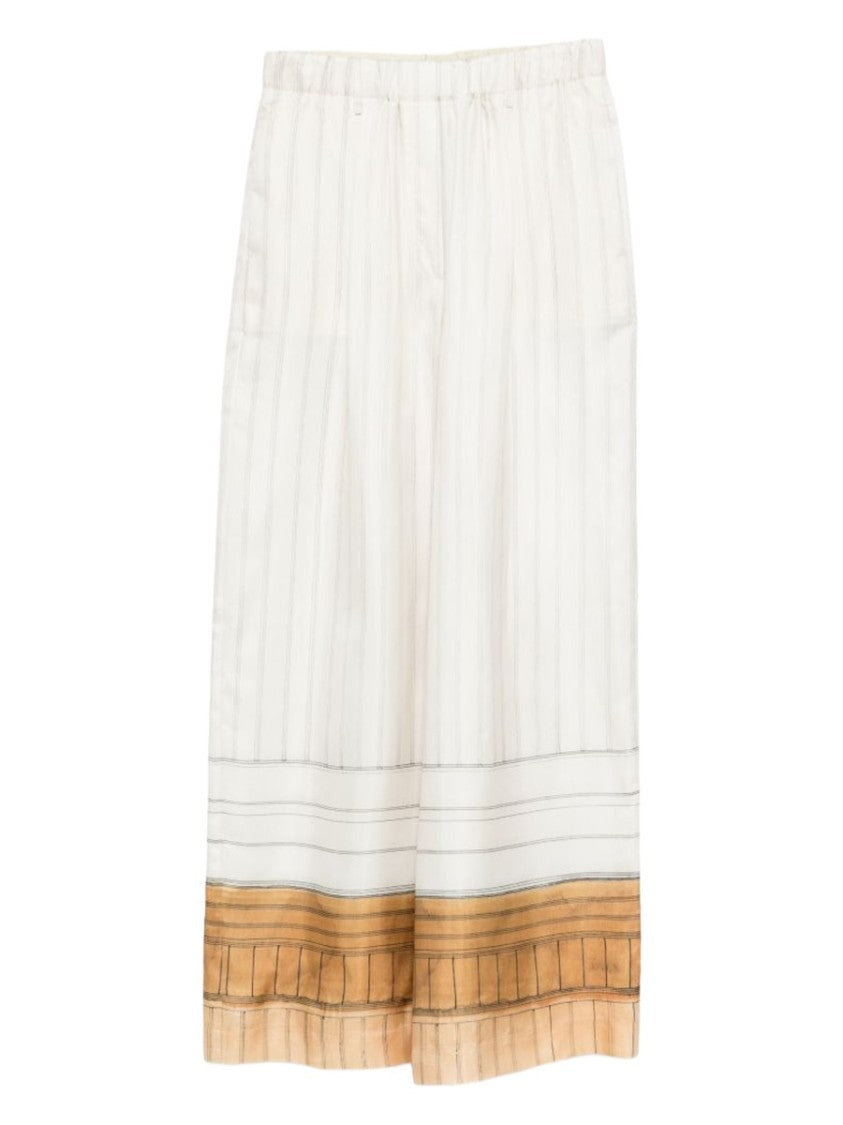 Alysi Wide Leg Pinstripes Silk Pants