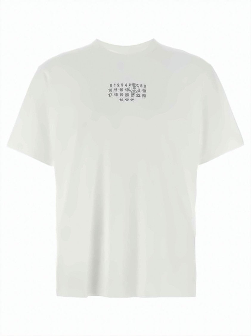 Mm6 By Maison Margiela Boxy Crew Neck Cotton Tee With Minimalist Graphic