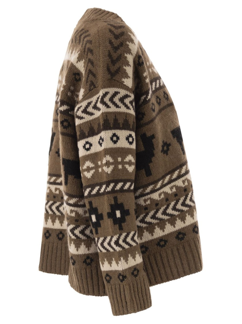 Max Mara Ovatta - Jacquard Cardigan In Alpaca And Wool