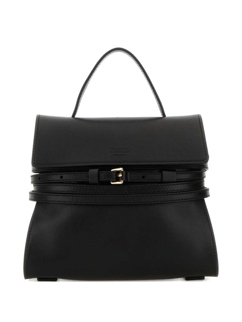 Moschino Structured Black Leather Handbag