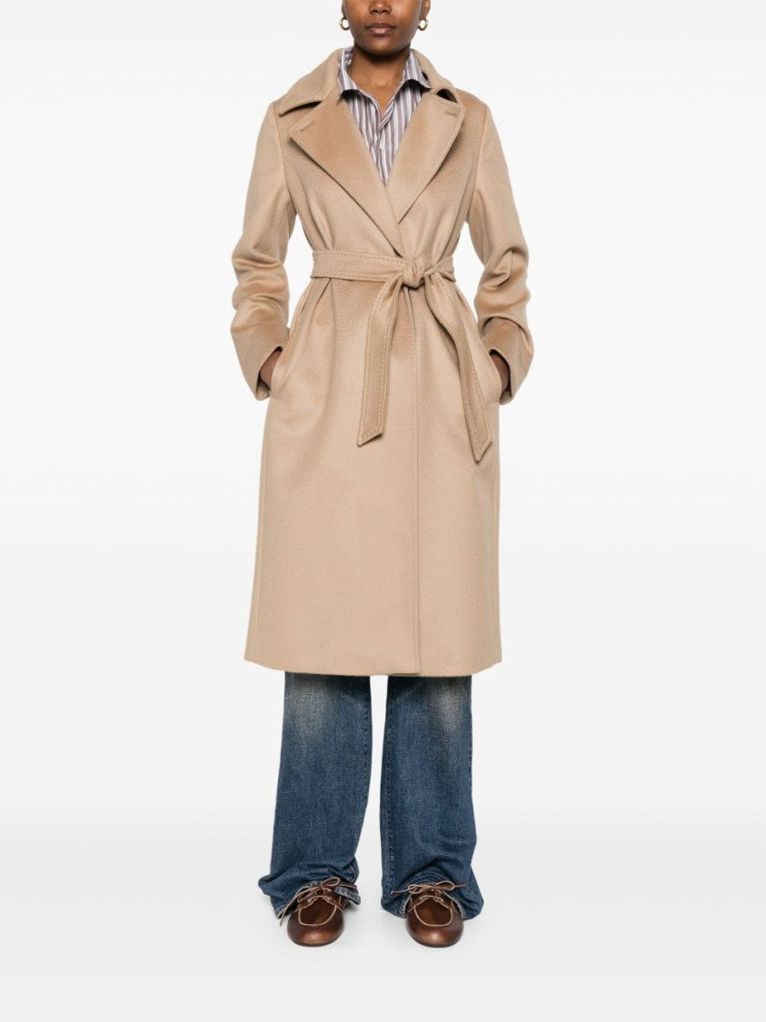 Max Mara Double-Breasted Beige Coat With Tied Waist