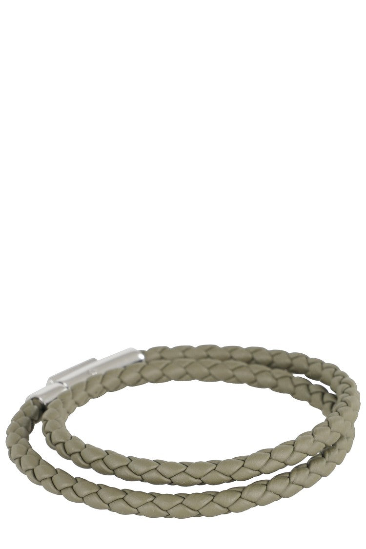 Tod's Double Wrap Woven Leather Bracelet In Safari Tone