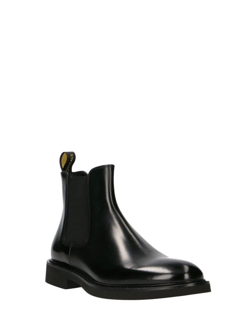 Doucal's Black Beatles Polished Leather Boots