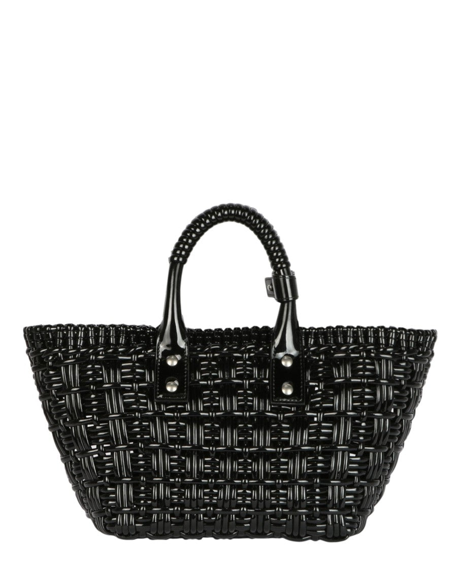Balenciaga Basket-Style Tote Bag With Detachable Shoulder Strap And Glossy Finish