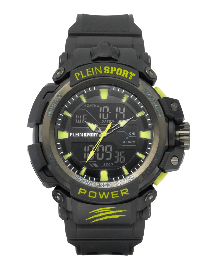 Plein Sport Robust 50Mm Digital Watch With Black Silicone Strap
