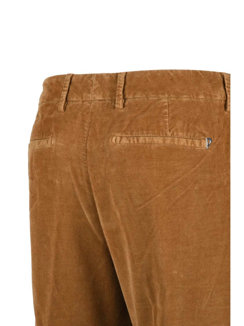 Dondup Beige Straight-Leg Corduroy Cotton-Blend Trousers