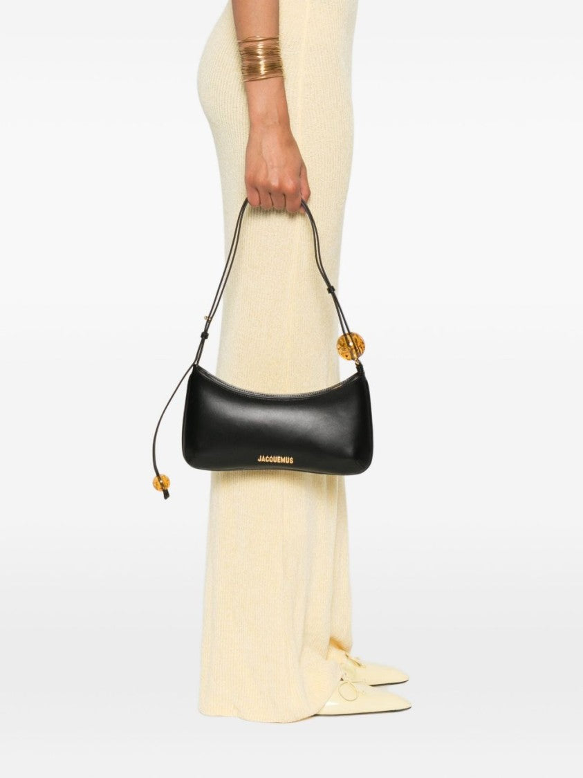 Jacquemus Silk And Nylon Elongated Black Shoulder Bag