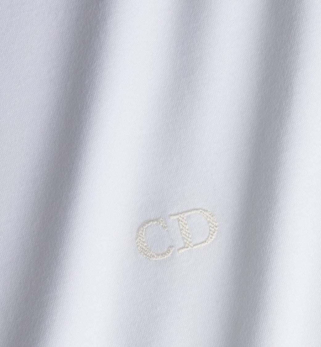 Christian Dior Short-Sleeve White T-Shirt With Subtle Embroidery