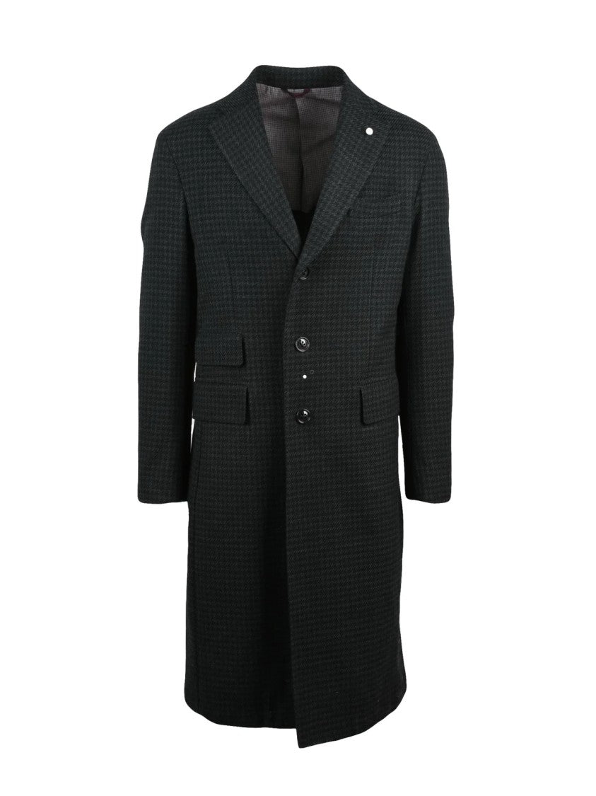Luigi Bianchi Grey Wool-Cotton Long Coat