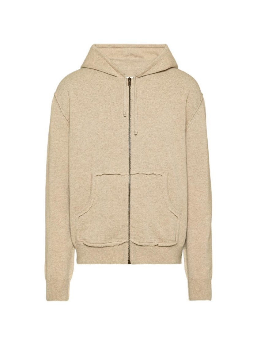 Maison Margiela Zip-Up Walnut Sweatshirt With Spacious Hood