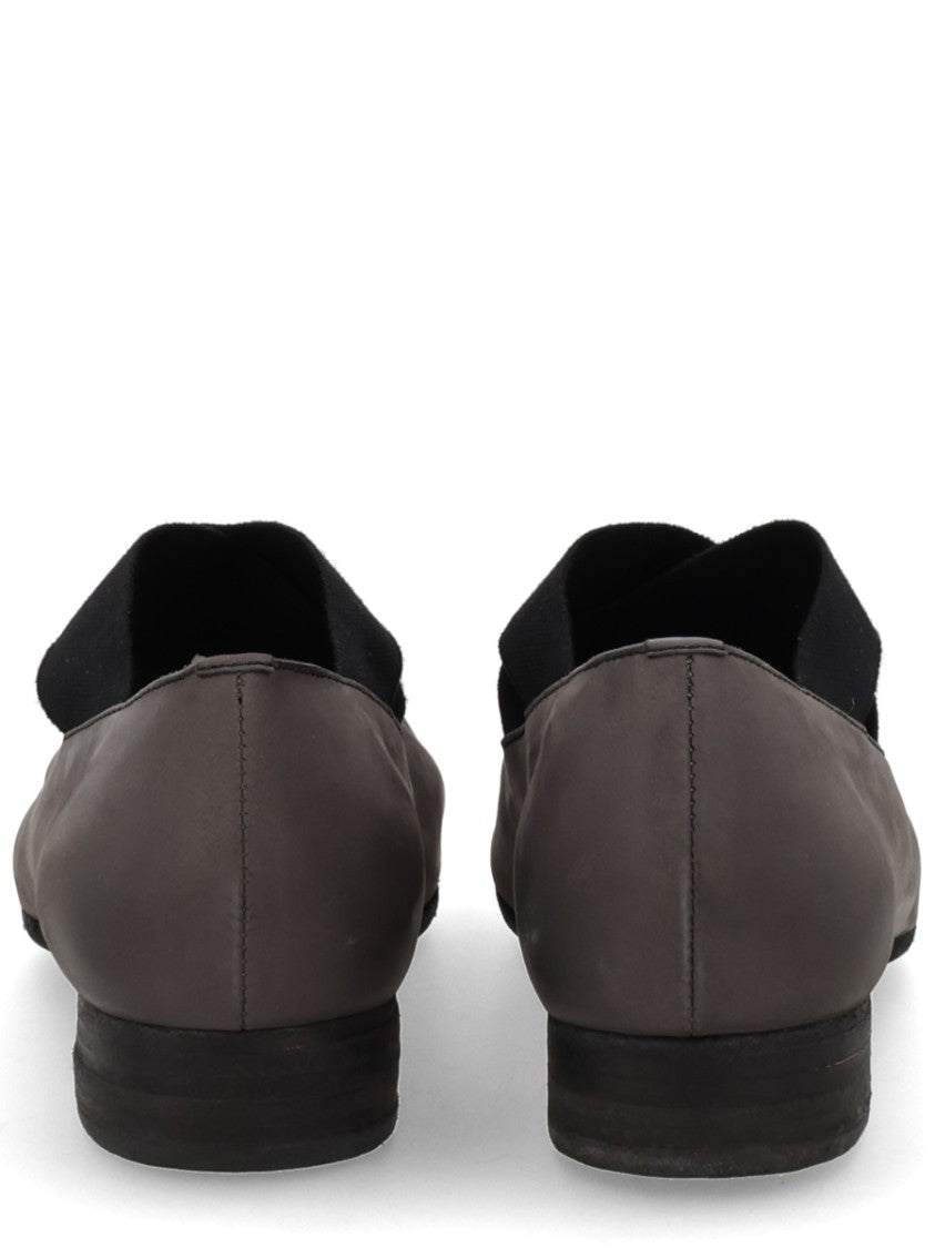 Uma Wang Grey Square Toe Elastic Straps Flats