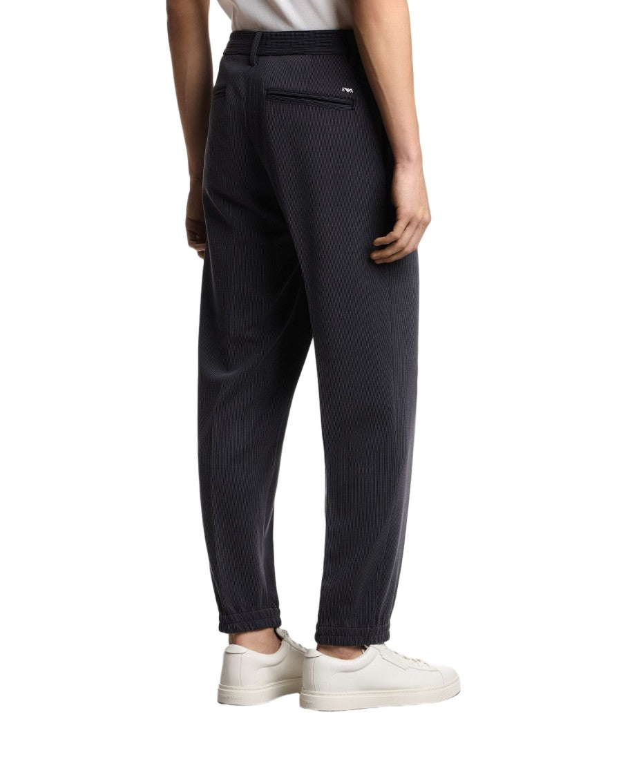 Emporio Armani Ribbed Caviar Trousers With Tailored Fit
