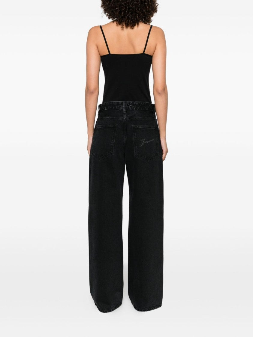 Jacquemus Wide-Leg High-Waist Denim Jeans With Tonal Stitching