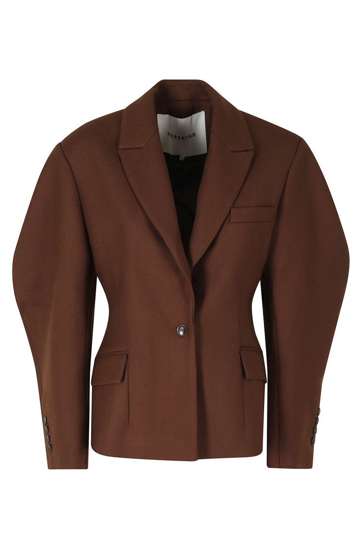Herskind Java Brown Alex Fitted Virgin Wool-Blend Blazer