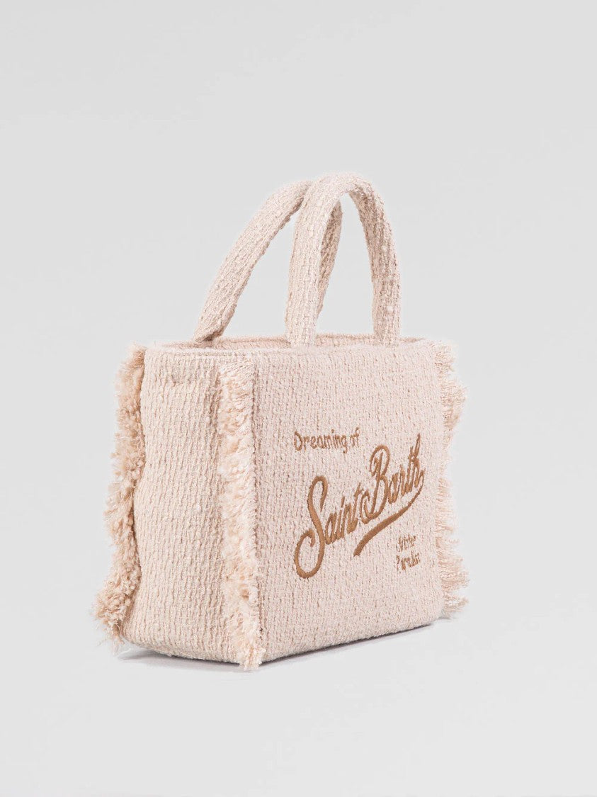 Mc2 Saint Barth Tweed Handbag With Fringed Edges