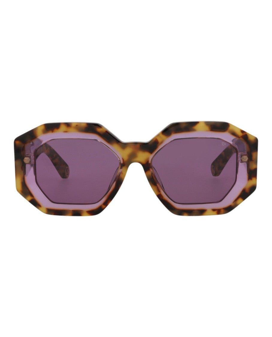 Philipp Plein Tortoiseshell Square-Frame Acetate Sunglasses With Saddle Nose Bridge