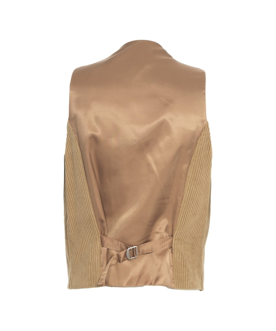 Luis Trenker Fine Corduroy Waistcoat With Classic V-Neck And Button Closure