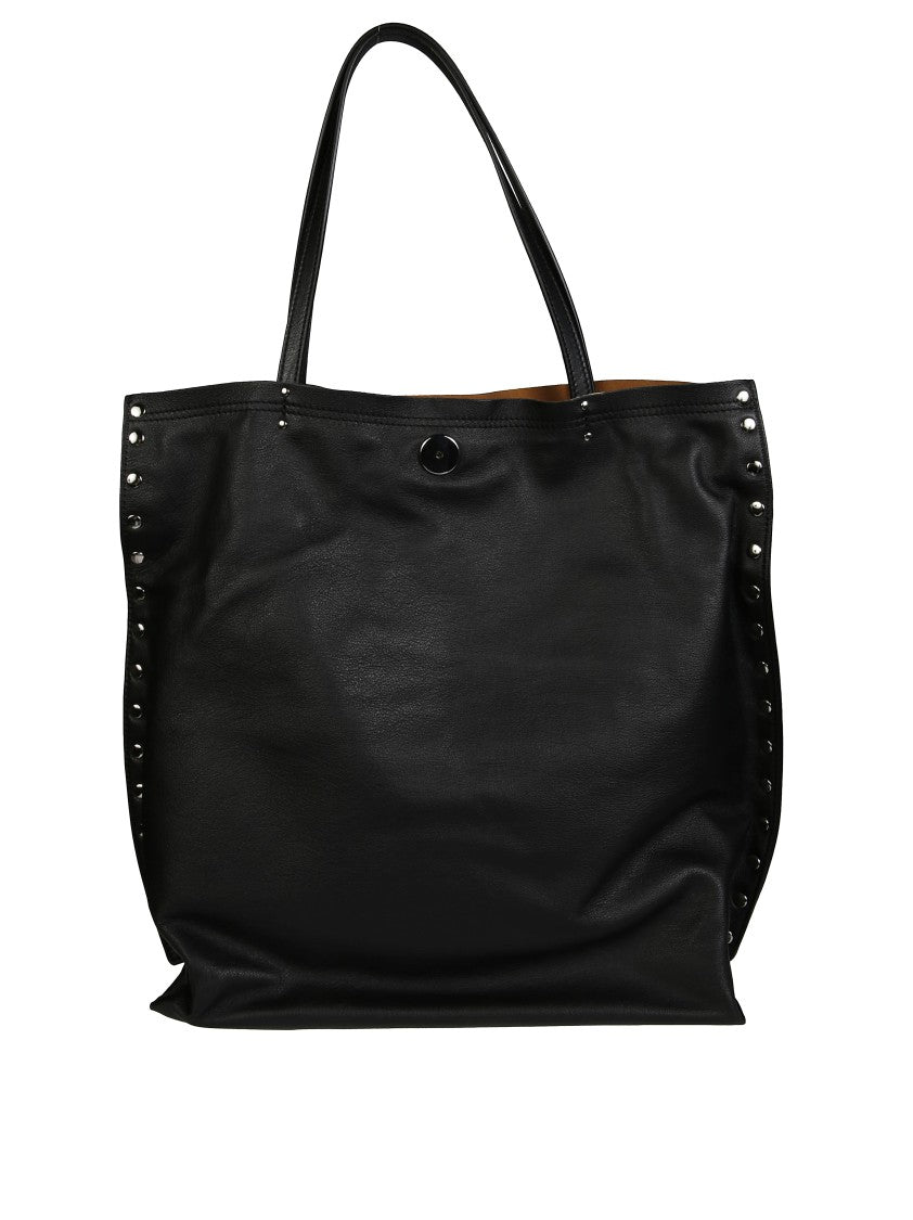 Zanellato Black Leather Tote Bag With Decorative Studs