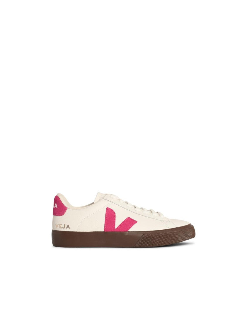 Veja Campo White And Fuchsia Leather Sneakers