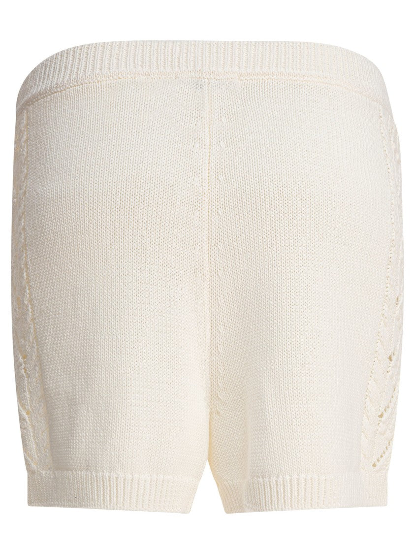 Loulou De Saison Textured White Knitted Shorts