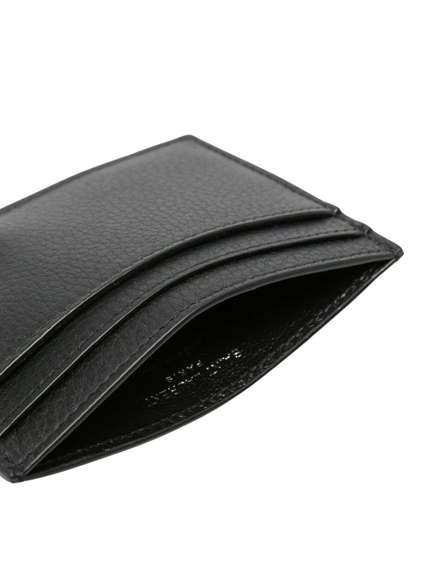 Saint Laurent Grained Leather Card Holder With Cassandre Logo