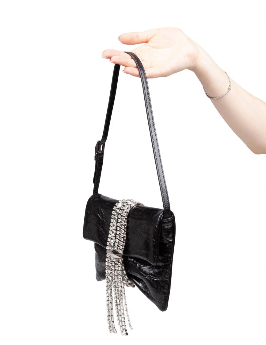 Jimmy Choo Zandra Clutch Bag In Black Metallic Leather