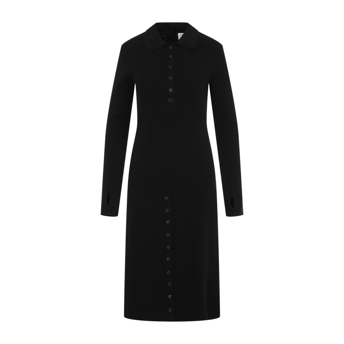 Courrèges Multi Buttons Black Organic Cotton Midi Dress