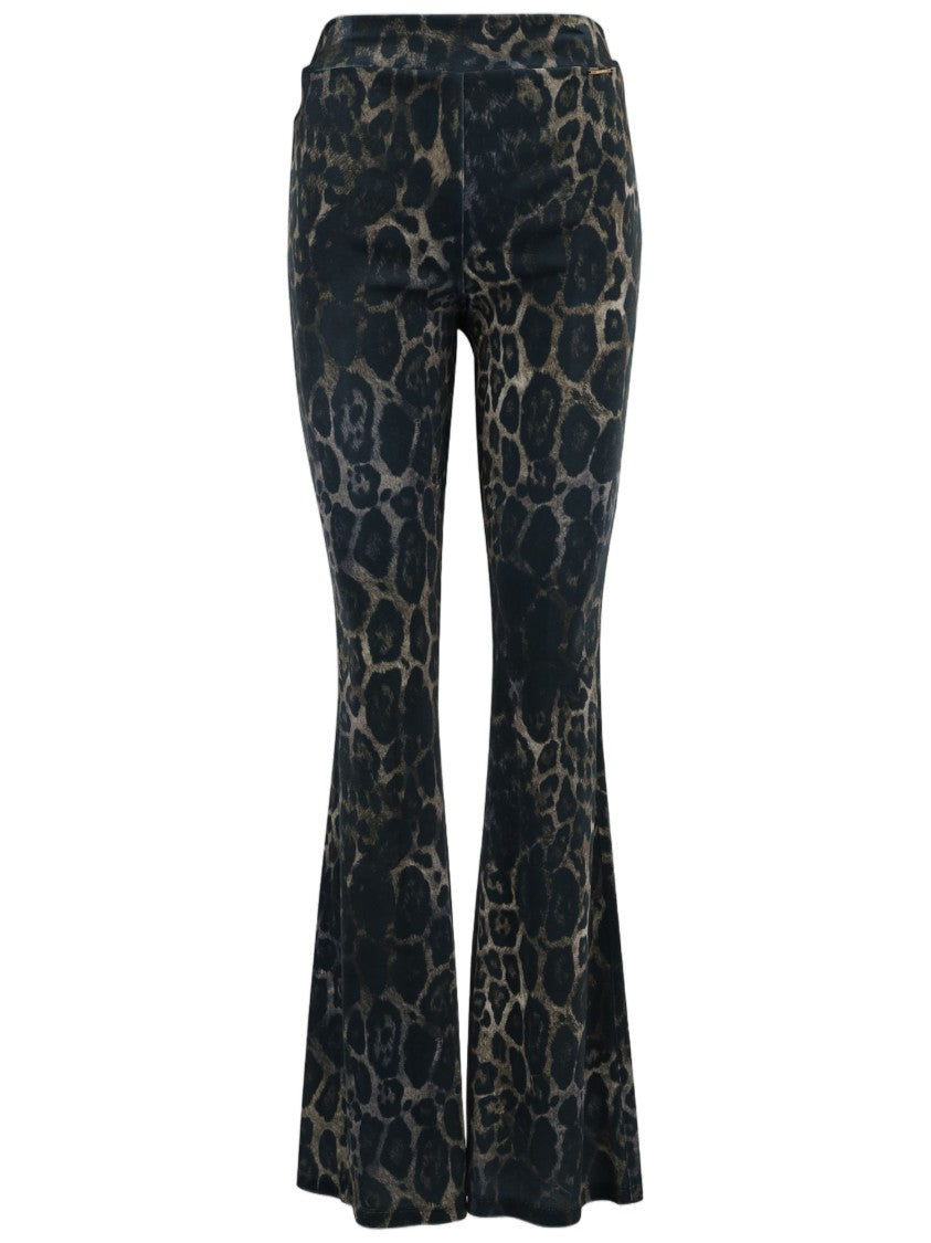 Just Cavalli Multicolor Animal Print Stretch Nylon Slim-Fit Straight-Leg Pants