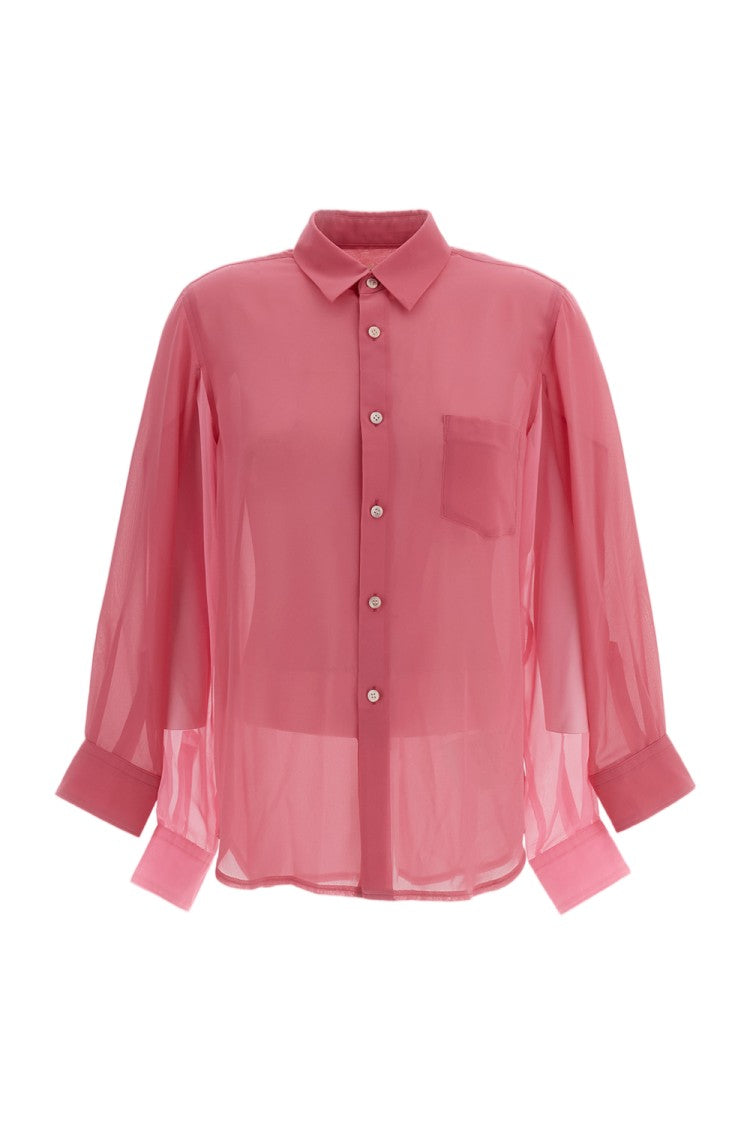 Comme Des Garçons Pink Sheer Double-Sleeve Shirt