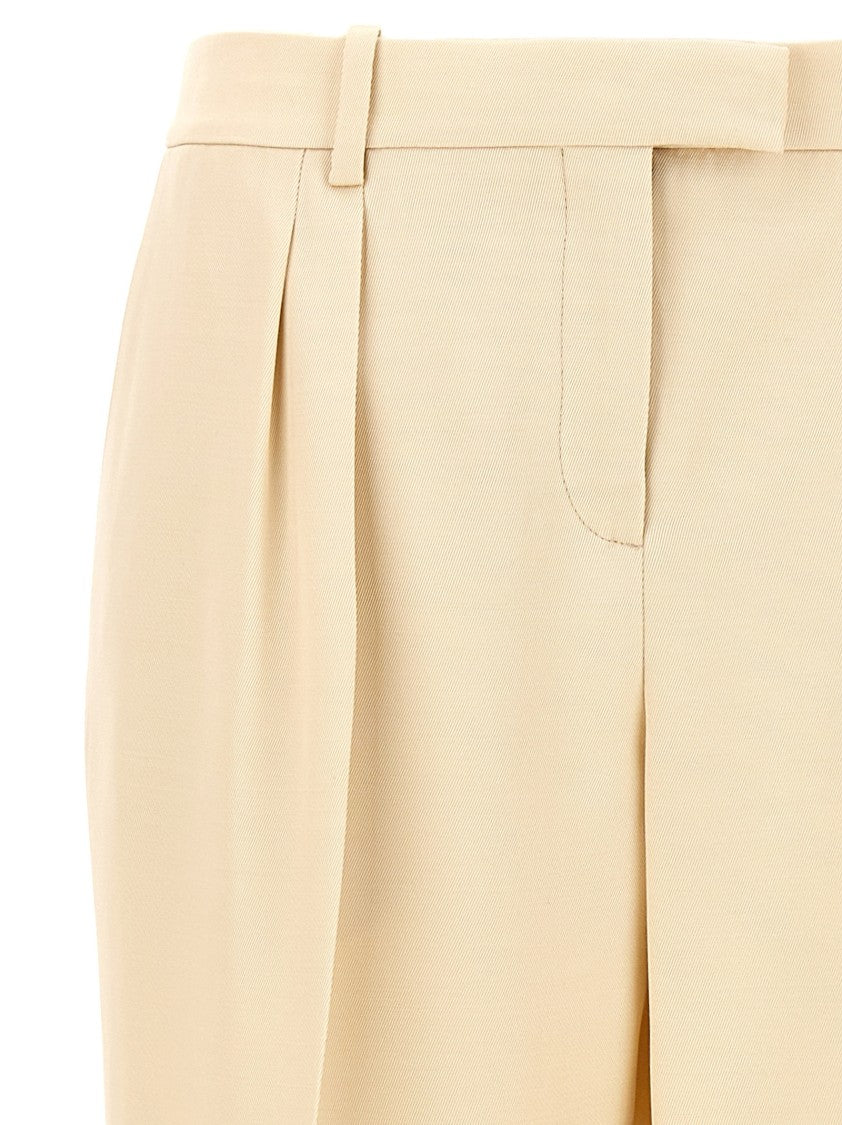 Tom Ford Front Pleated Silk And Wool Pants