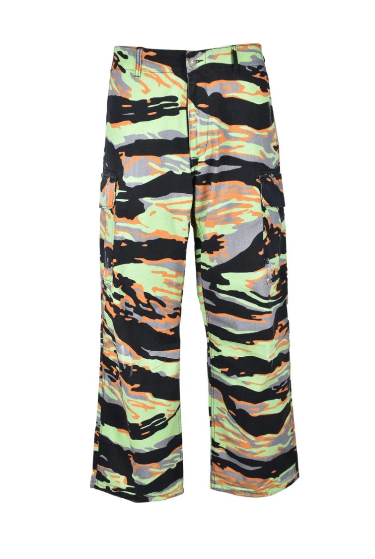 Erl Cotton Stretch Trousers - Green/Orange