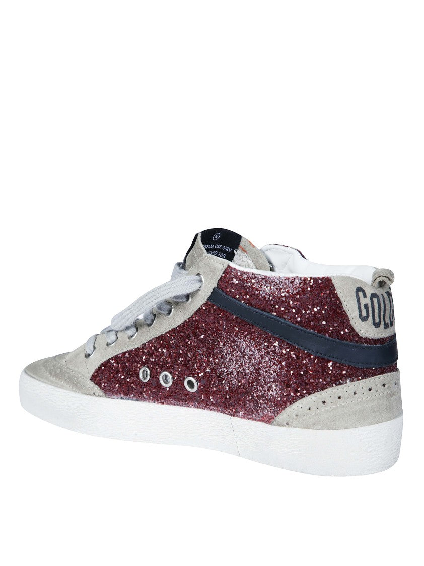 Golden Goose Mid Star Glitter Upper Suede Toe Spur Sneakers