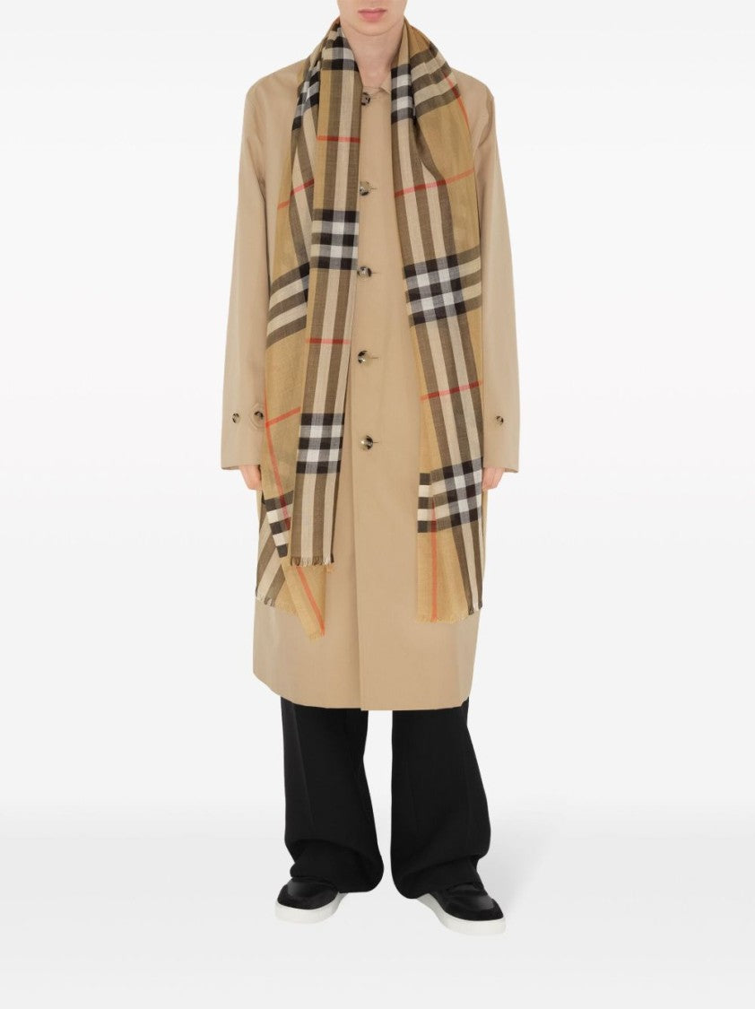 Burberry Check Print Scarf In Beige Plaid