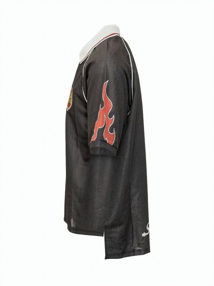 Gallery Dept. Polo Shirt With Contrasting Collar And Flame Graphics