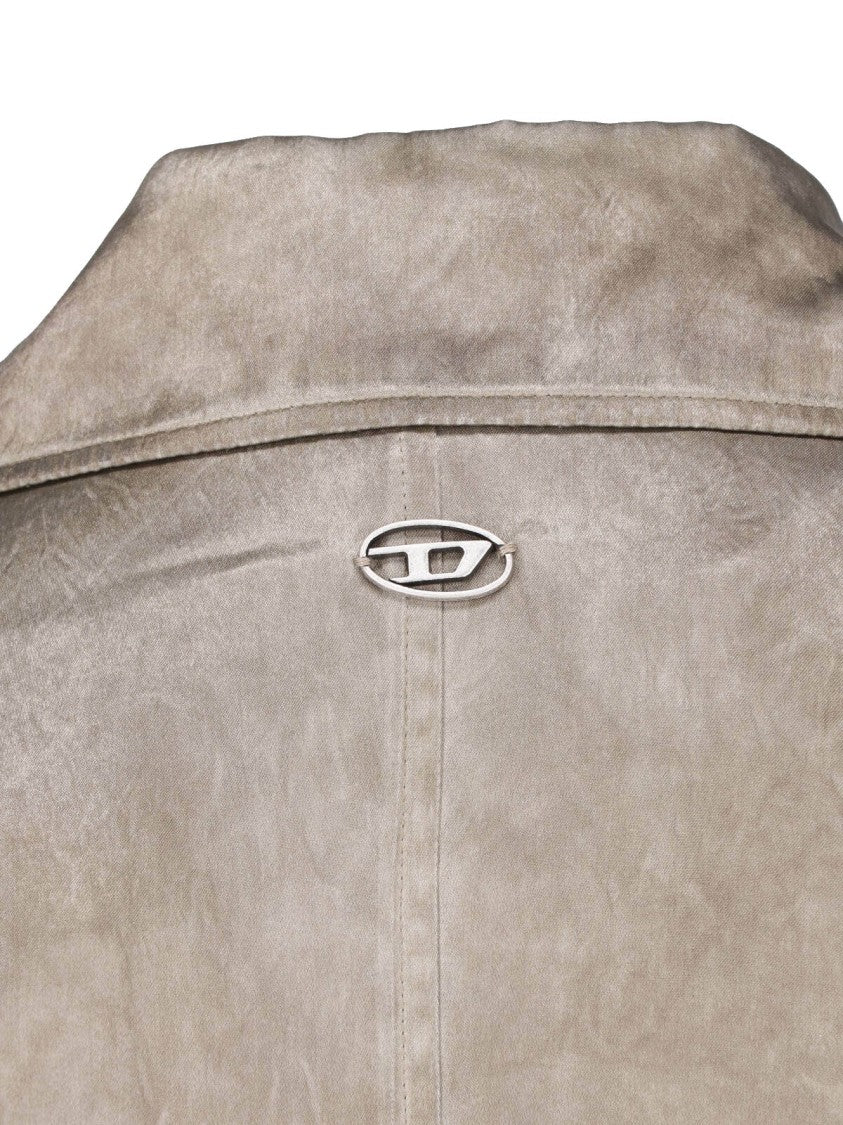 Diesel Grey Acetate Satin Double Breasted Trench Coat