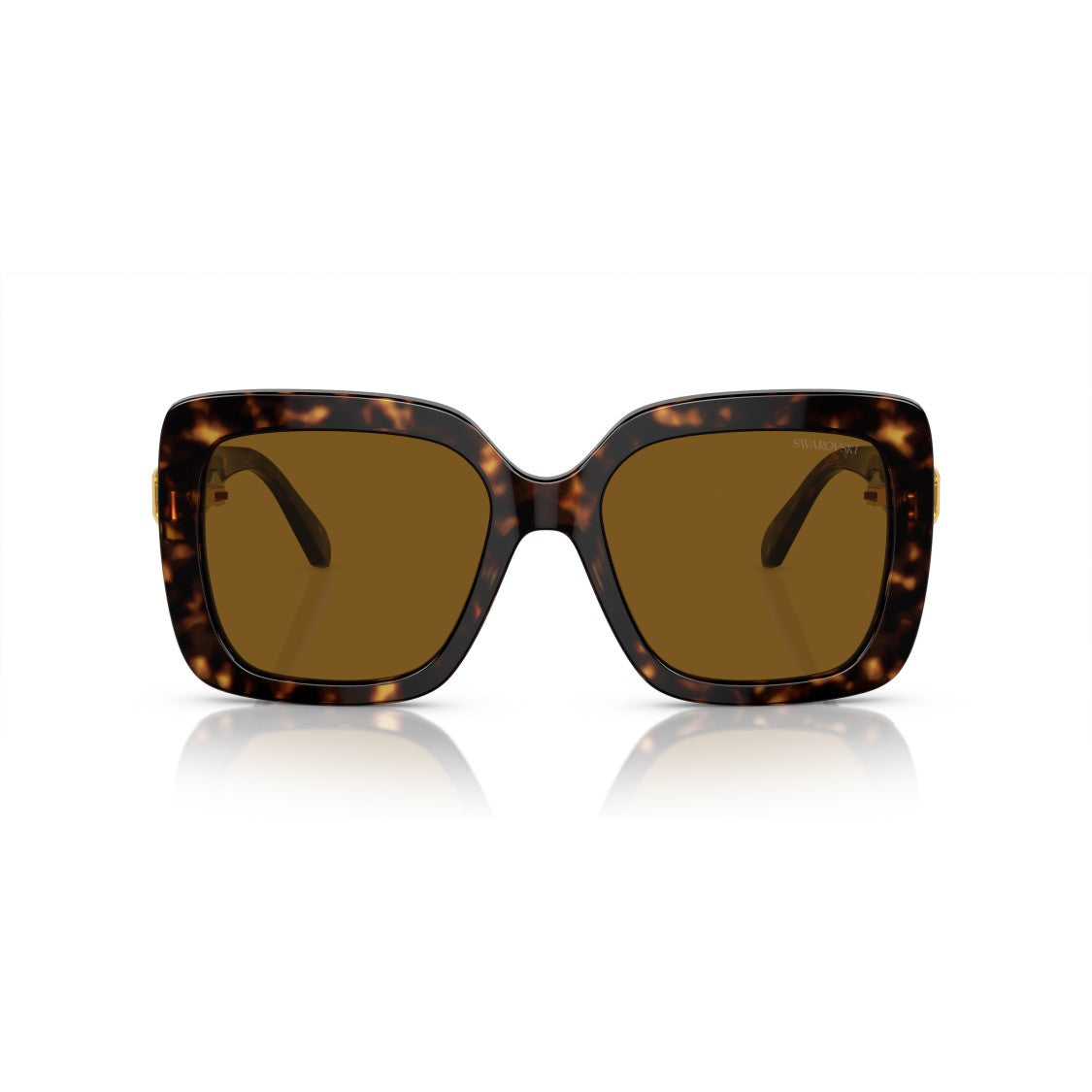 Swarovski 0Sk6001 Oversized Tortoiseshell Square Sunglasses With Golden Accents