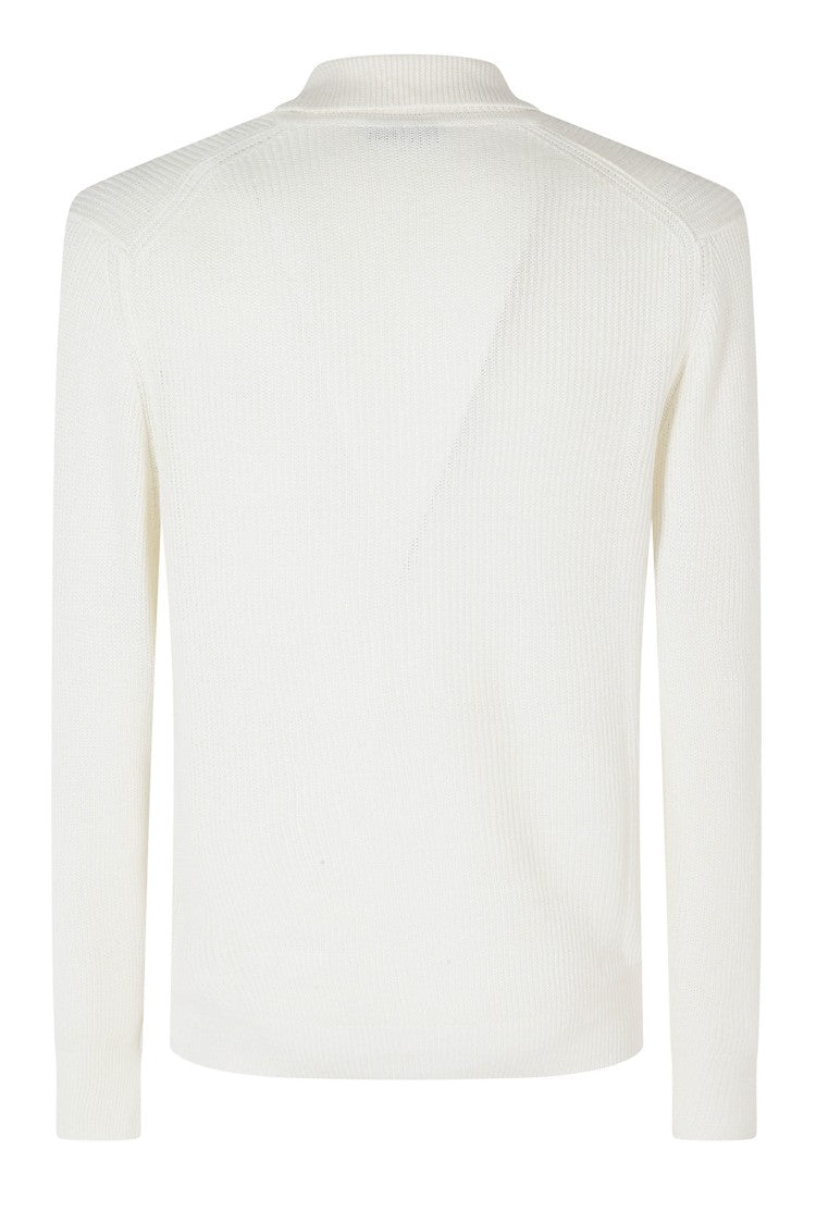 Gran Sasso Cream Skipper Ribbed Trim Linen-Blend Sweater