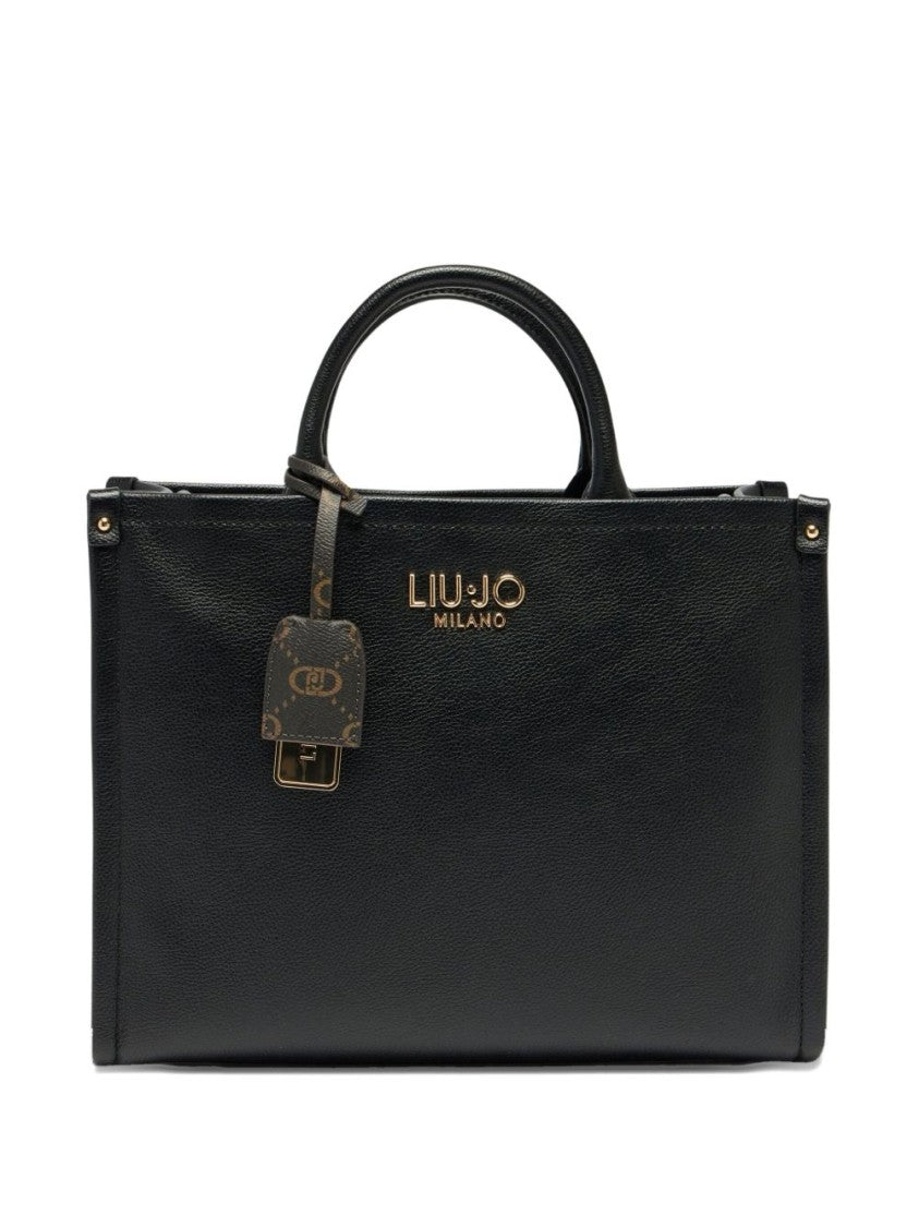 Liu Jo Structured Black Handbag With Metallic Logo